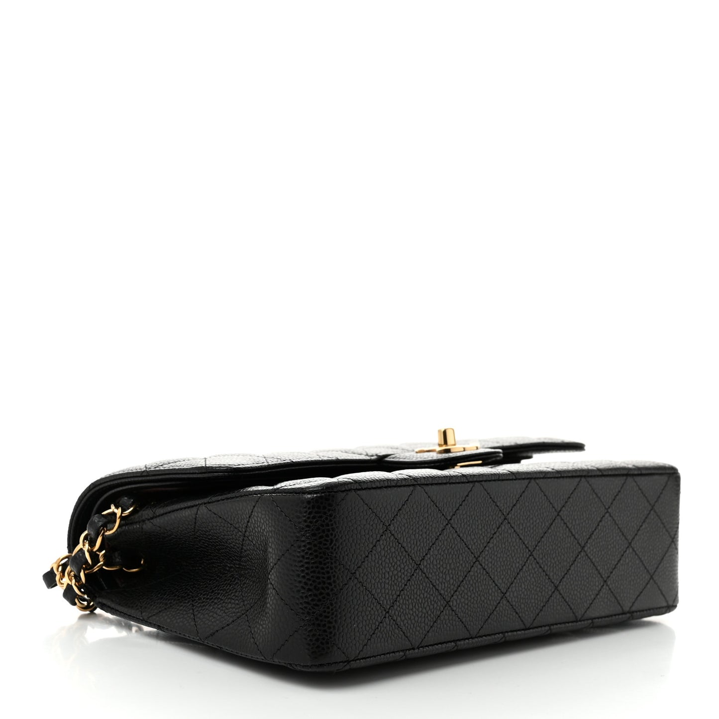 Caviar Quilted Medium Double Flap Black