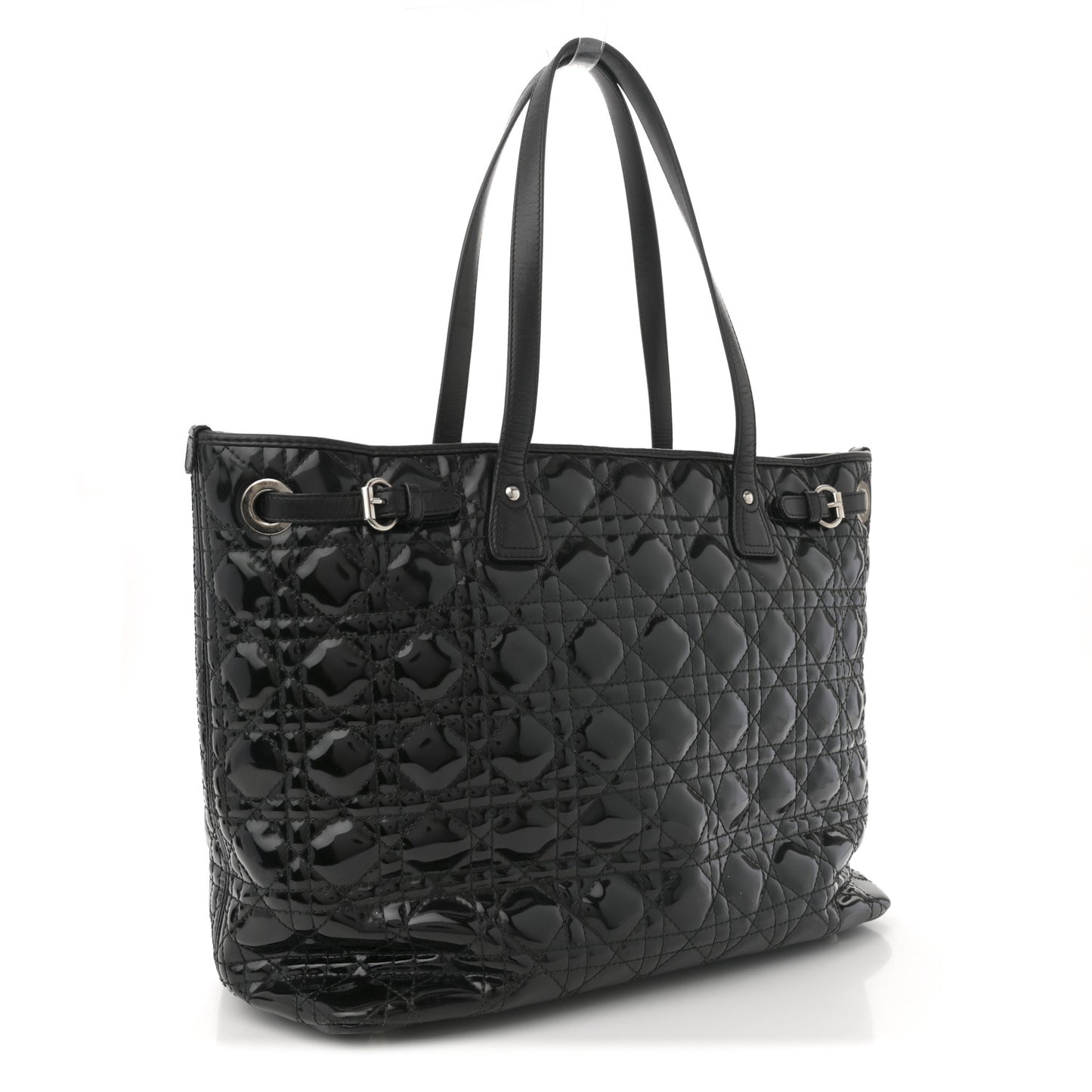 Patent Cannage Medium Panarea Tote Black