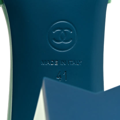 Chanel Patent CC Mules 41 Green Turquoise 8 of 9