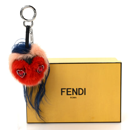 Fendi Goat Mink Fur Heart Bag Bug Charm Red Multicolor 4 of 4