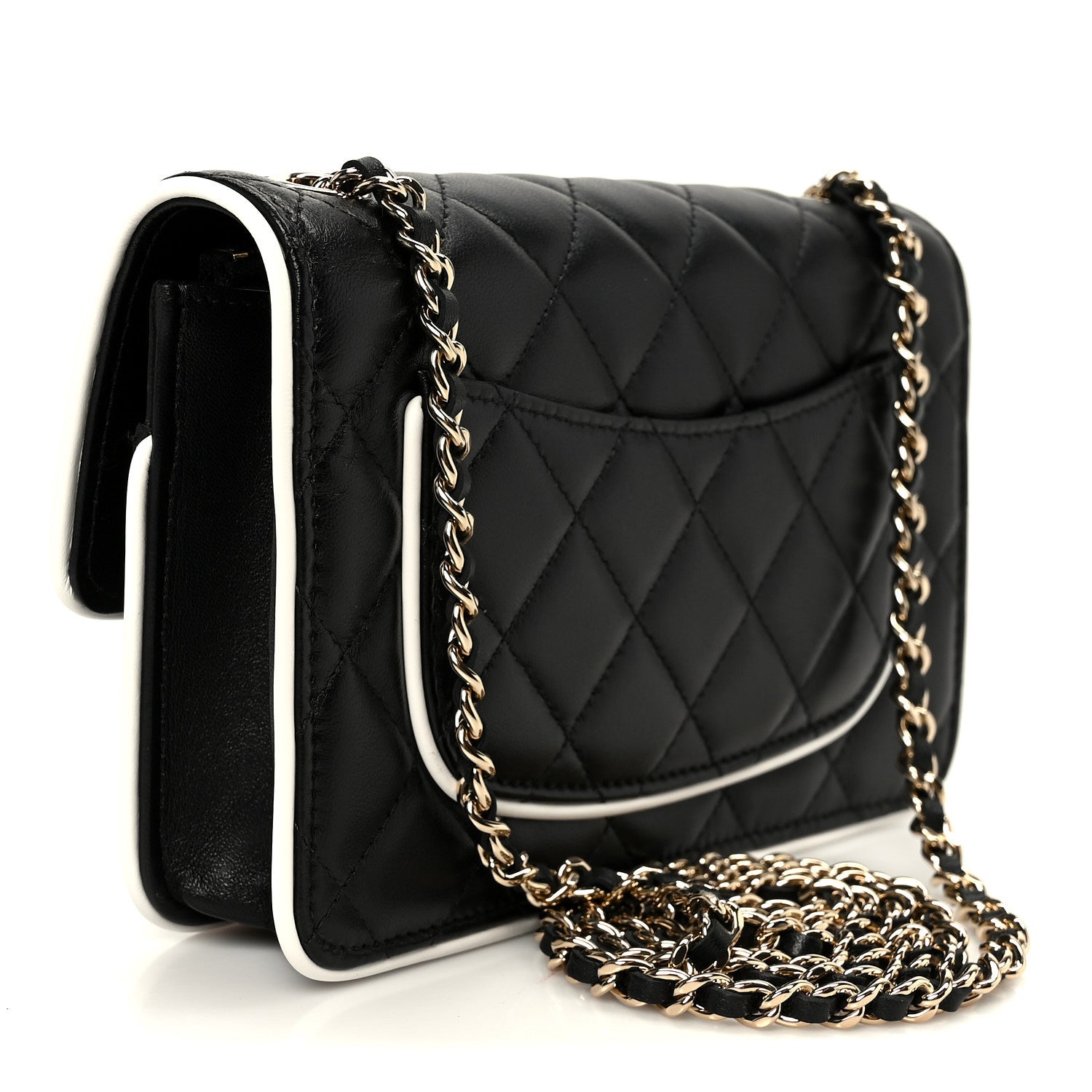Chanel Lambskin Quilted Resin CC Mini Flap Bag Black White 3 of 12