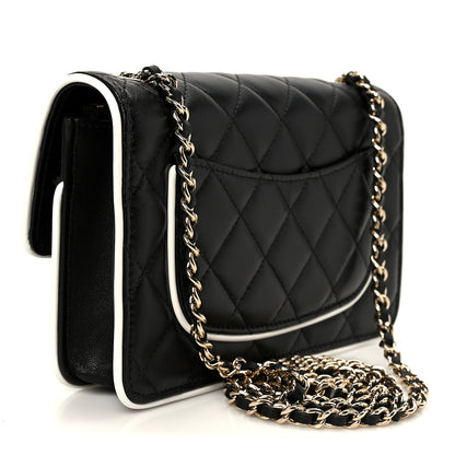 Chanel Lambskin Quilted Resin CC Mini Flap Bag Black White 3 of 12