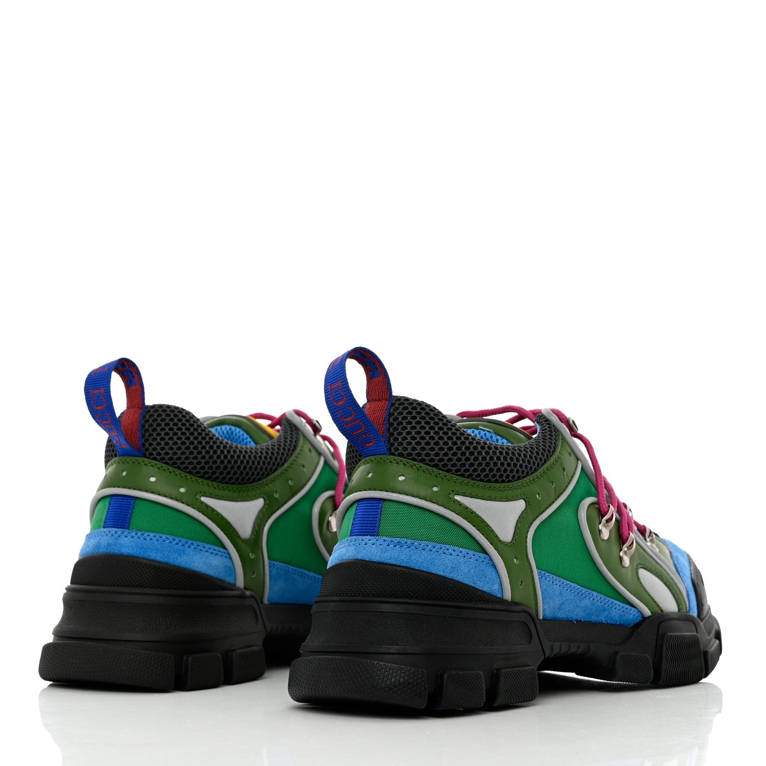 Gucci X SEGA Mesh Suede Calfskin Mens Flashtrek Sneakers 8 New Shamarock Bright Splash Vintage Green 4 of 9