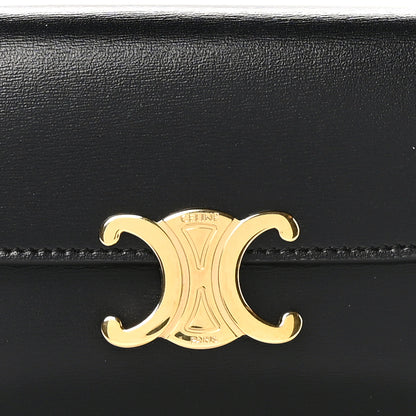 Celine Shiny Calfskin Triomphe Flap Card Holder Black 7 of 7