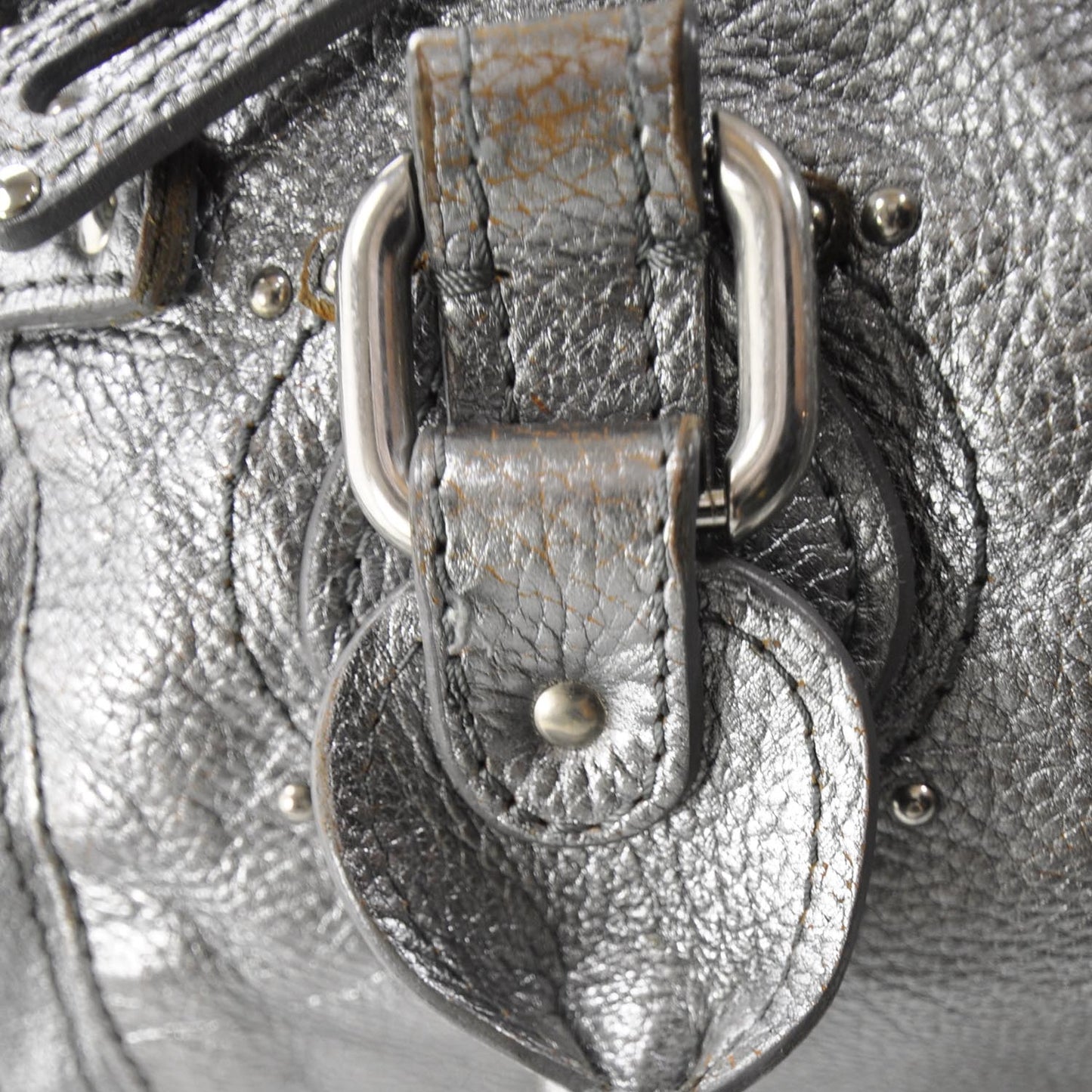Leather Paddington Metallic Silver