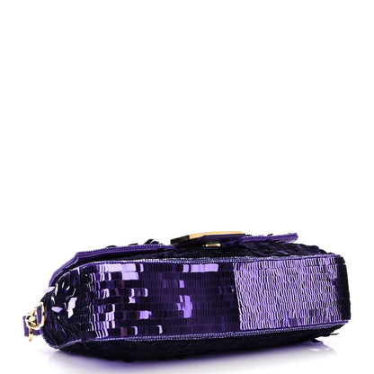 Fendi Sequin Paillettes Shiny Nappa Sex and the City Baguette Viola Purple Rain 4 of 10