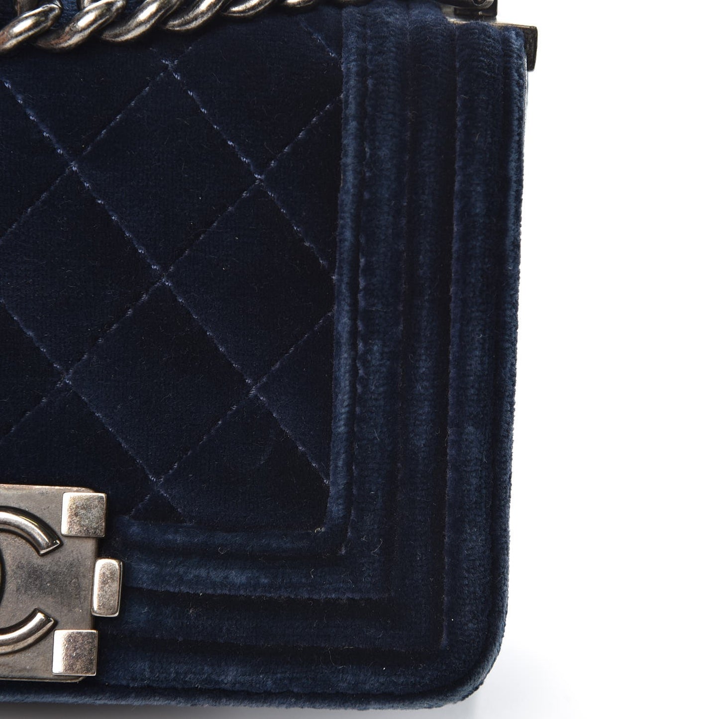 Velvet Quilted Mini Boy Flap Navy