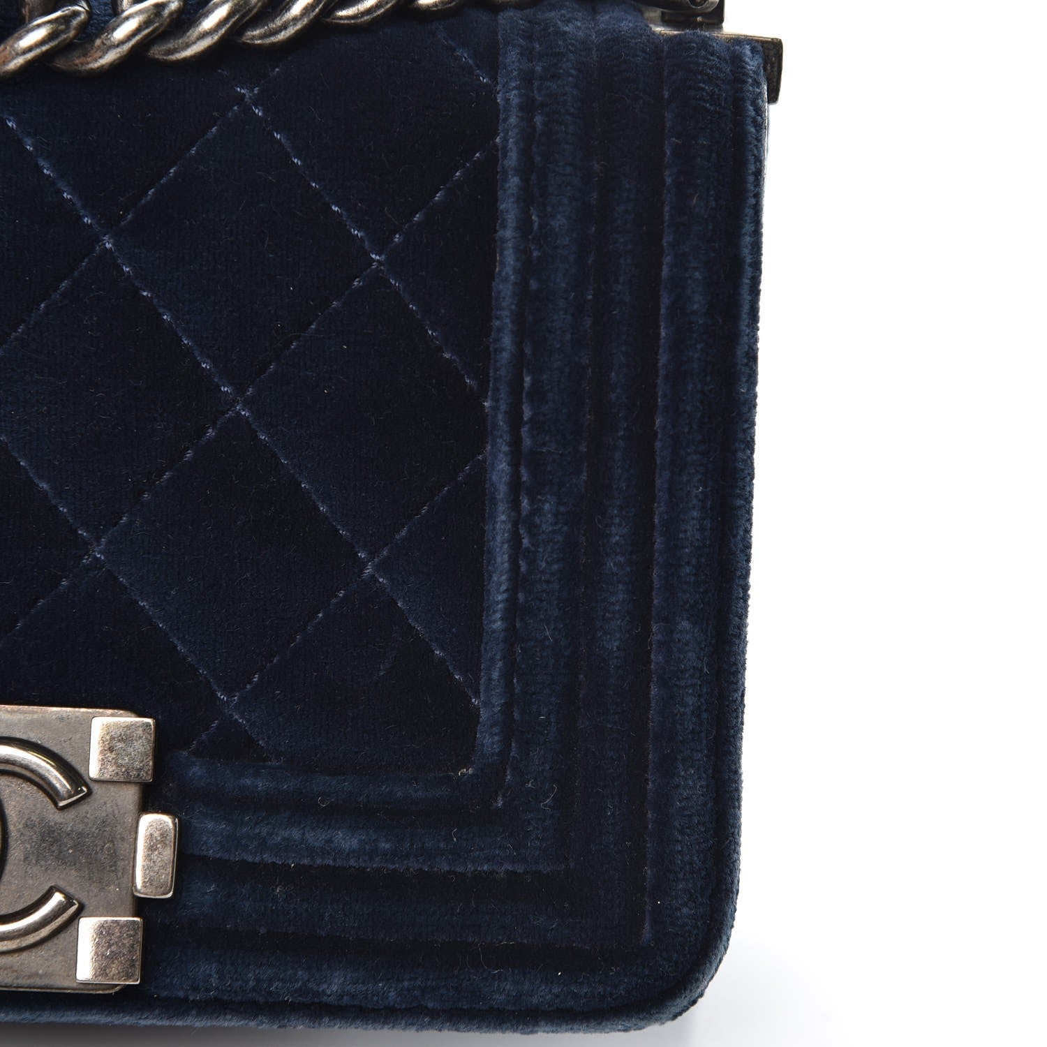 Chanel Velvet Quilted Mini Boy Flap Navy 11 of 11