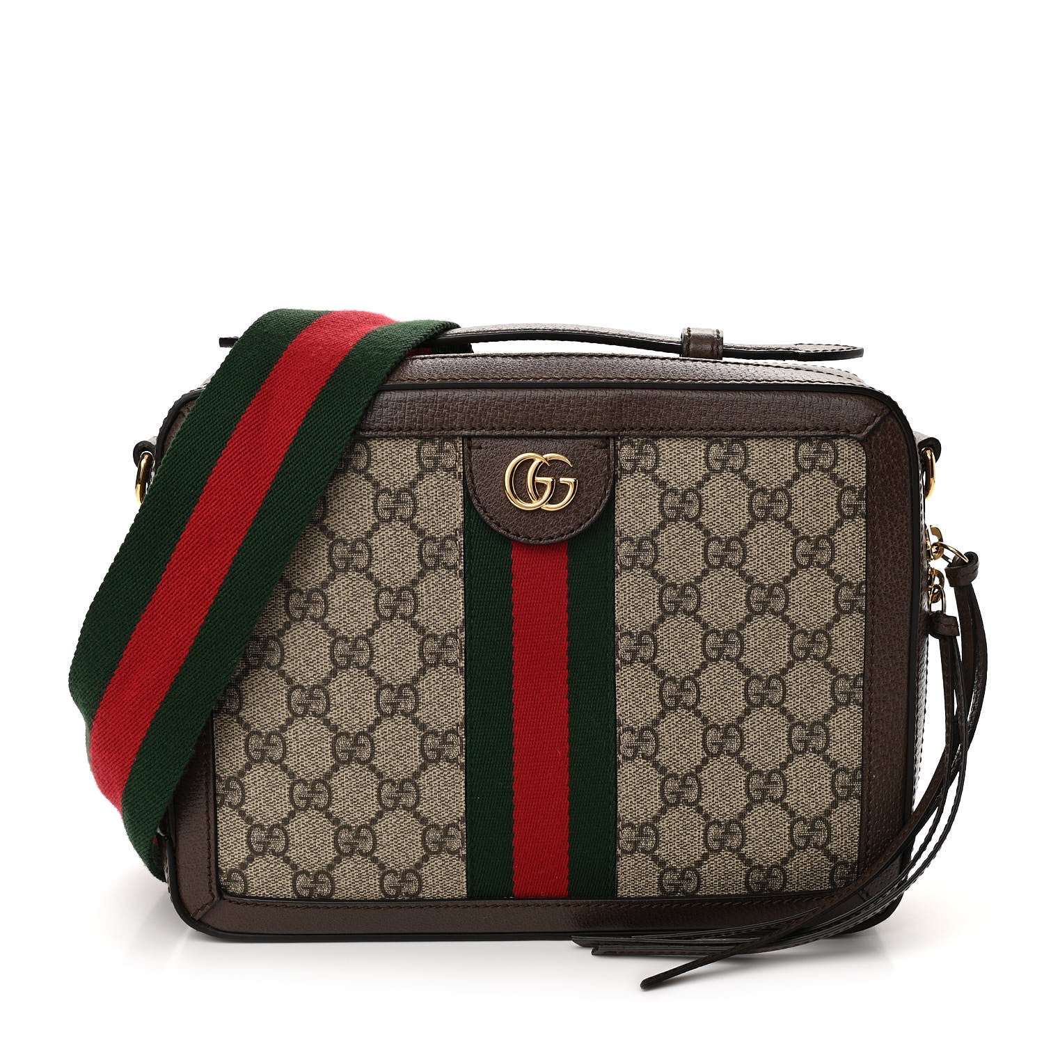 Gucci GG Supreme Web Small Ophidia Top Handle Shoulder Bag Brown 1 of 10