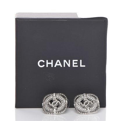 Chanel Crystal CC Earrings Silver 5 of 5