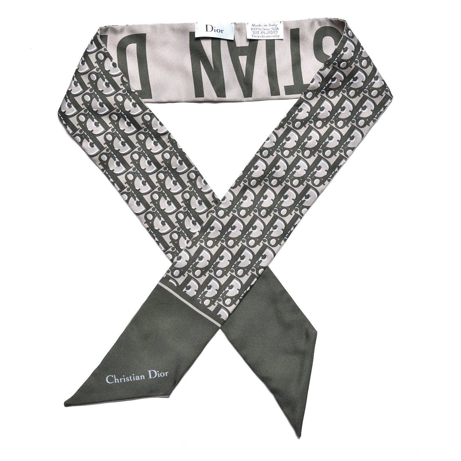 Christian Dior Silk Oblique Mitzah Scarf Green 1 of 4