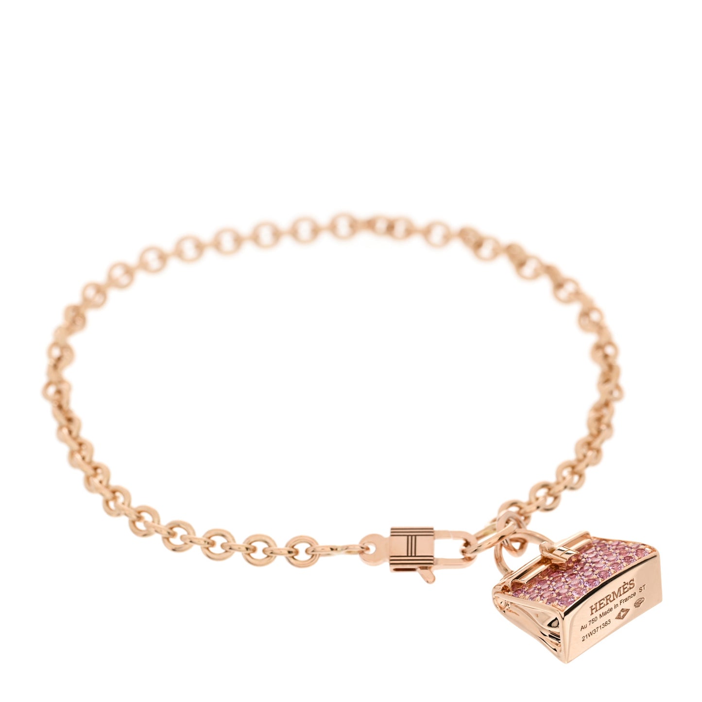 18K Rose Gold Pink Sapphire Kelly Amulettes Bracelet ST