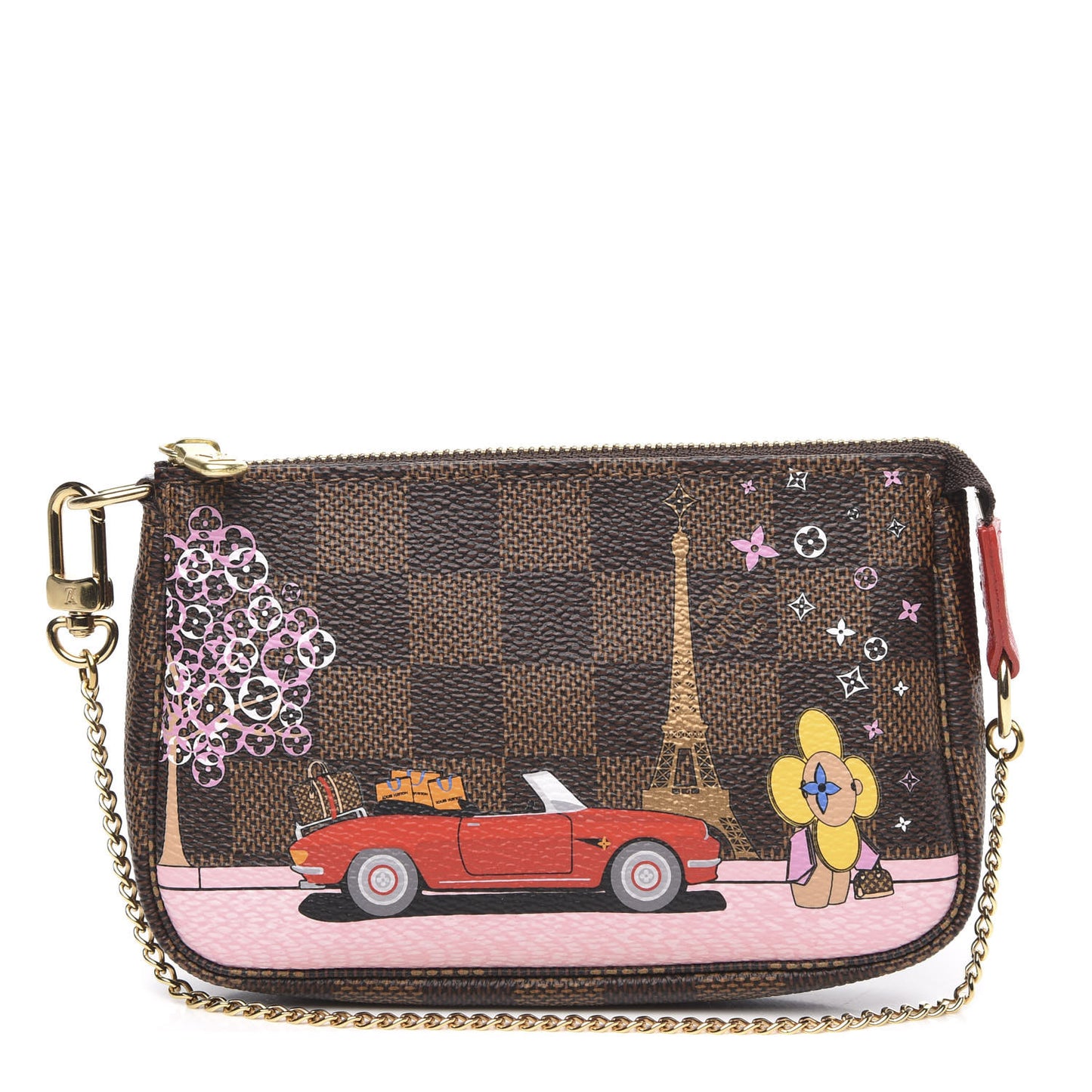 Damier Ebene 2019 Christmas Animation Mini Pochette Accessories Red