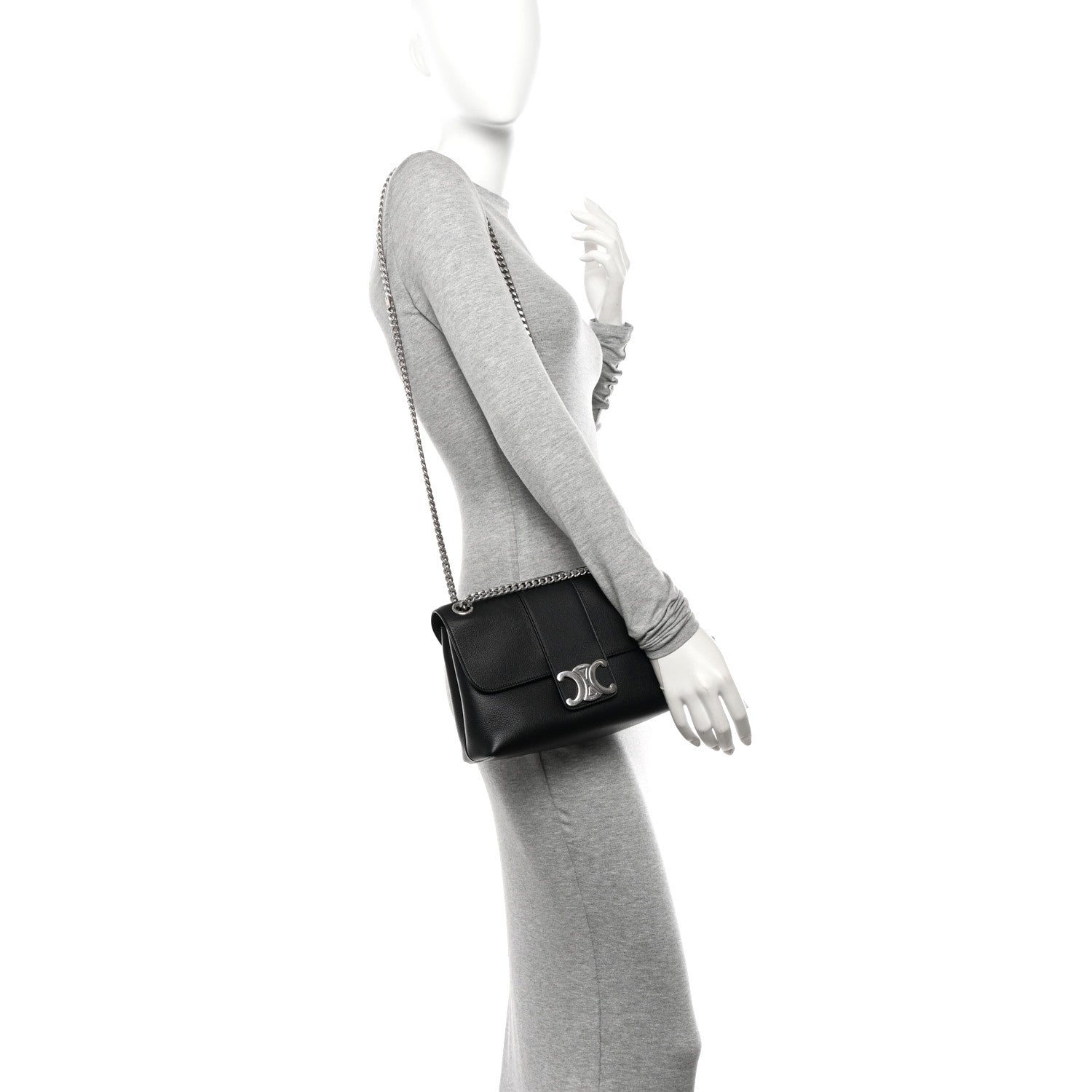 Celine Supple Calfskin Medium Victoire Bag Black 3 of 10
