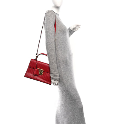 Gucci Guccissima Signature Small Padlock Top Handle Bag Hibiscus Red 2 of 17