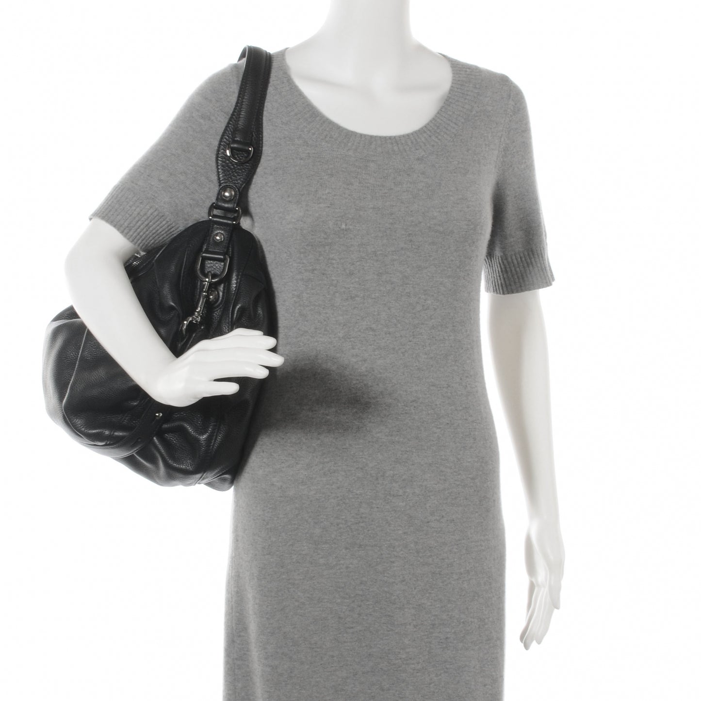 Leather Icon Bit Medium Shoulder Bag Black