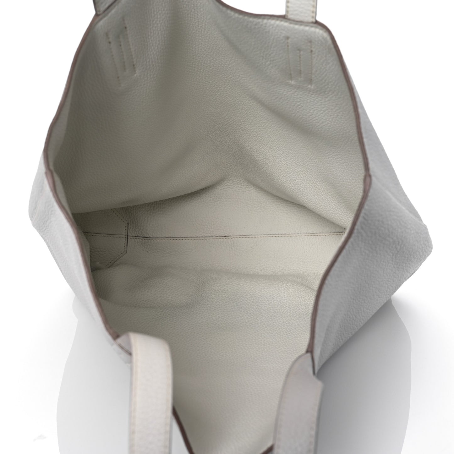 Taurillon Clemence Double Sens 45 Reversible Tote White Gris Perle