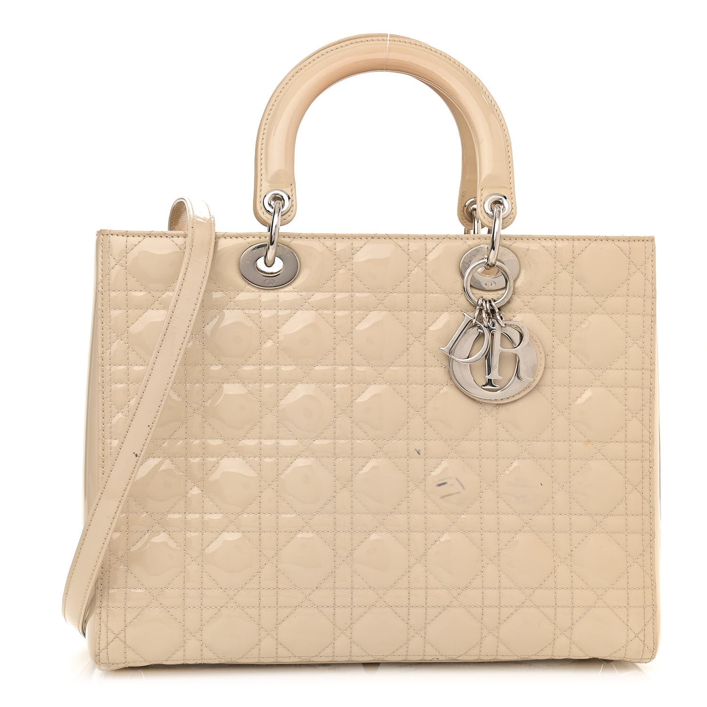 Patent Cannage Large Lady Dior Beige