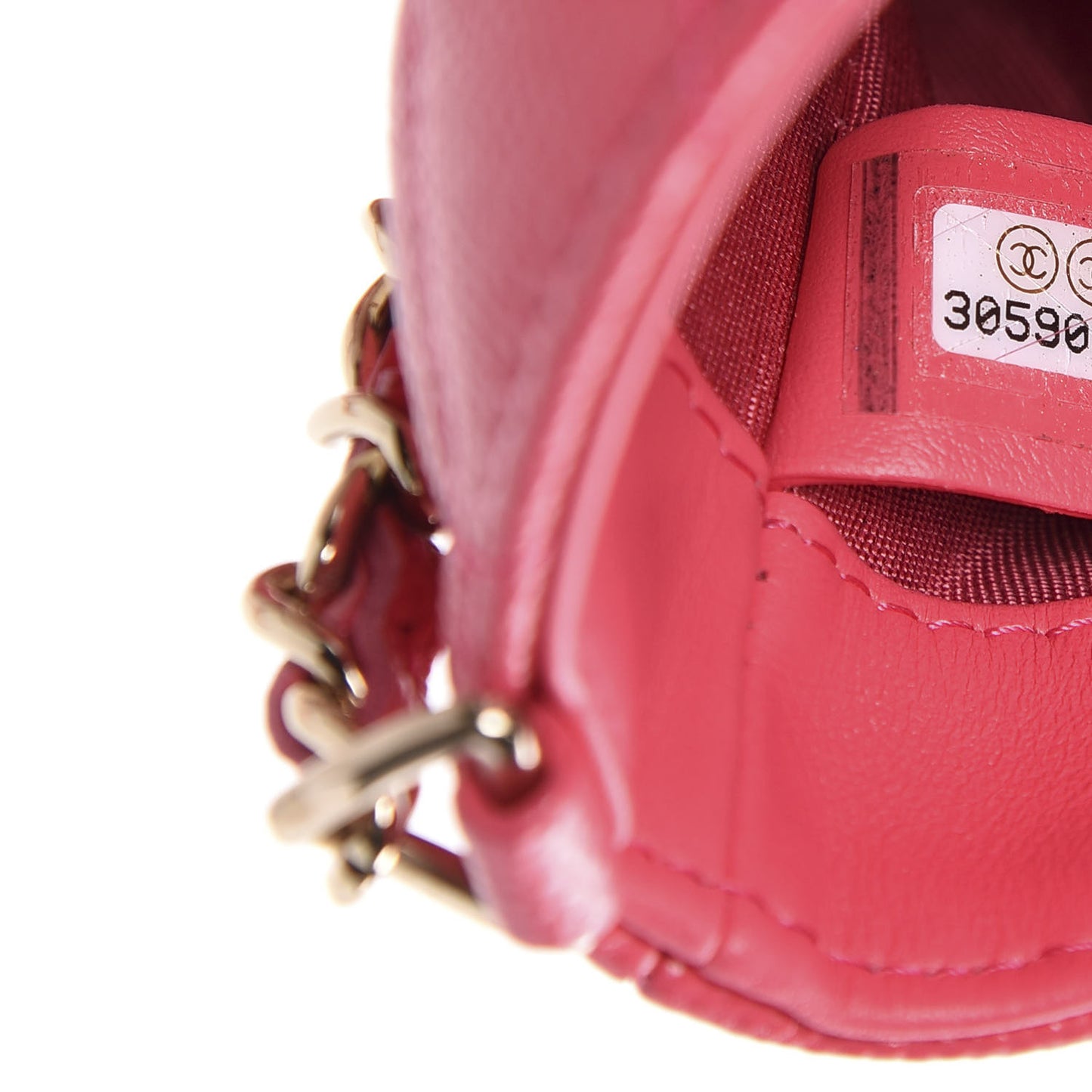 Caviar Quilted French New Wave Phone Holder With Chain Pink