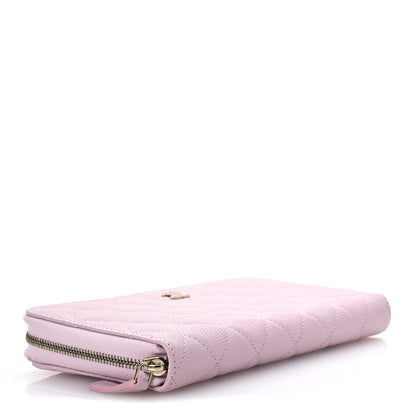 Chanel Caviar Quilted Large Gusset Zip Around Wallet Light Pink 4 of 13