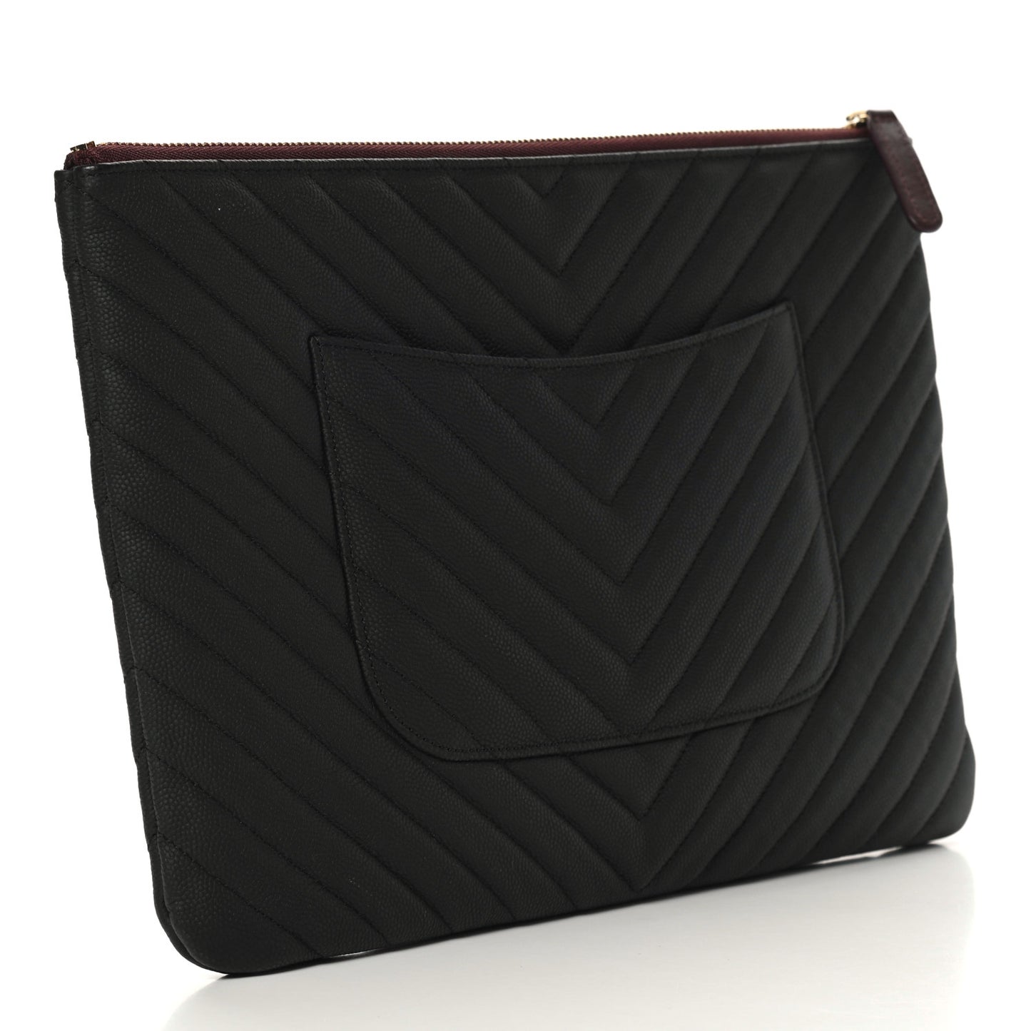 Caviar Chevron Quilted Medium Cosmetic Case Black