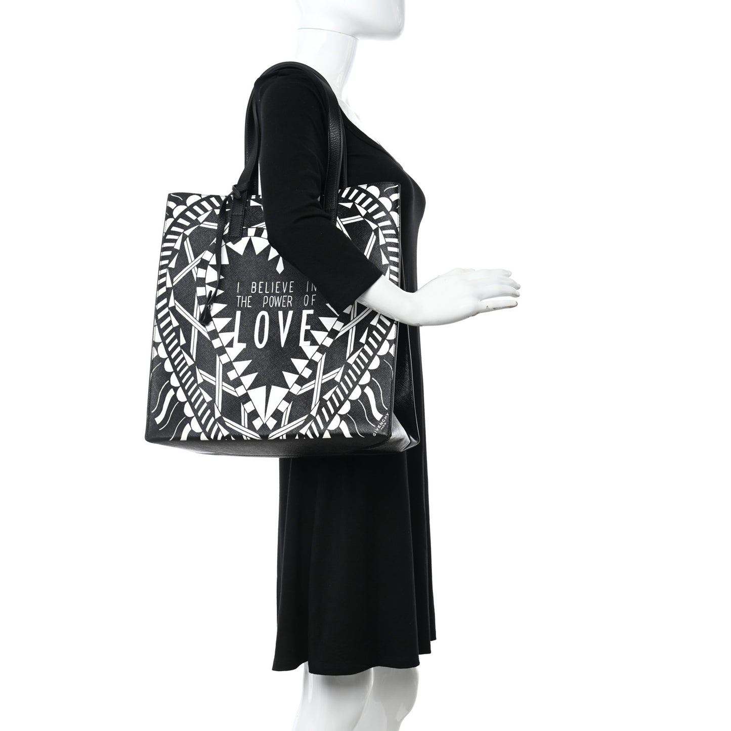 Calfskin Power of Love Print Tote Black