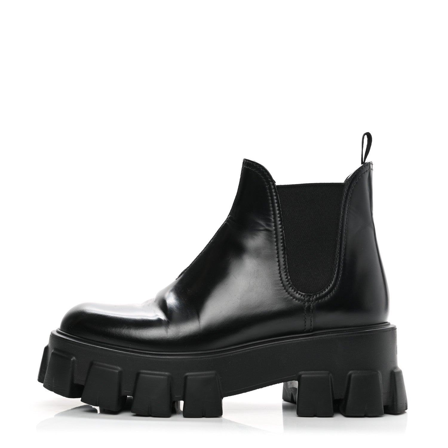 Prada Spazzolato Rois Monolith Chelsea 55mm Ankle Boots 36.5 Black 1 of 8