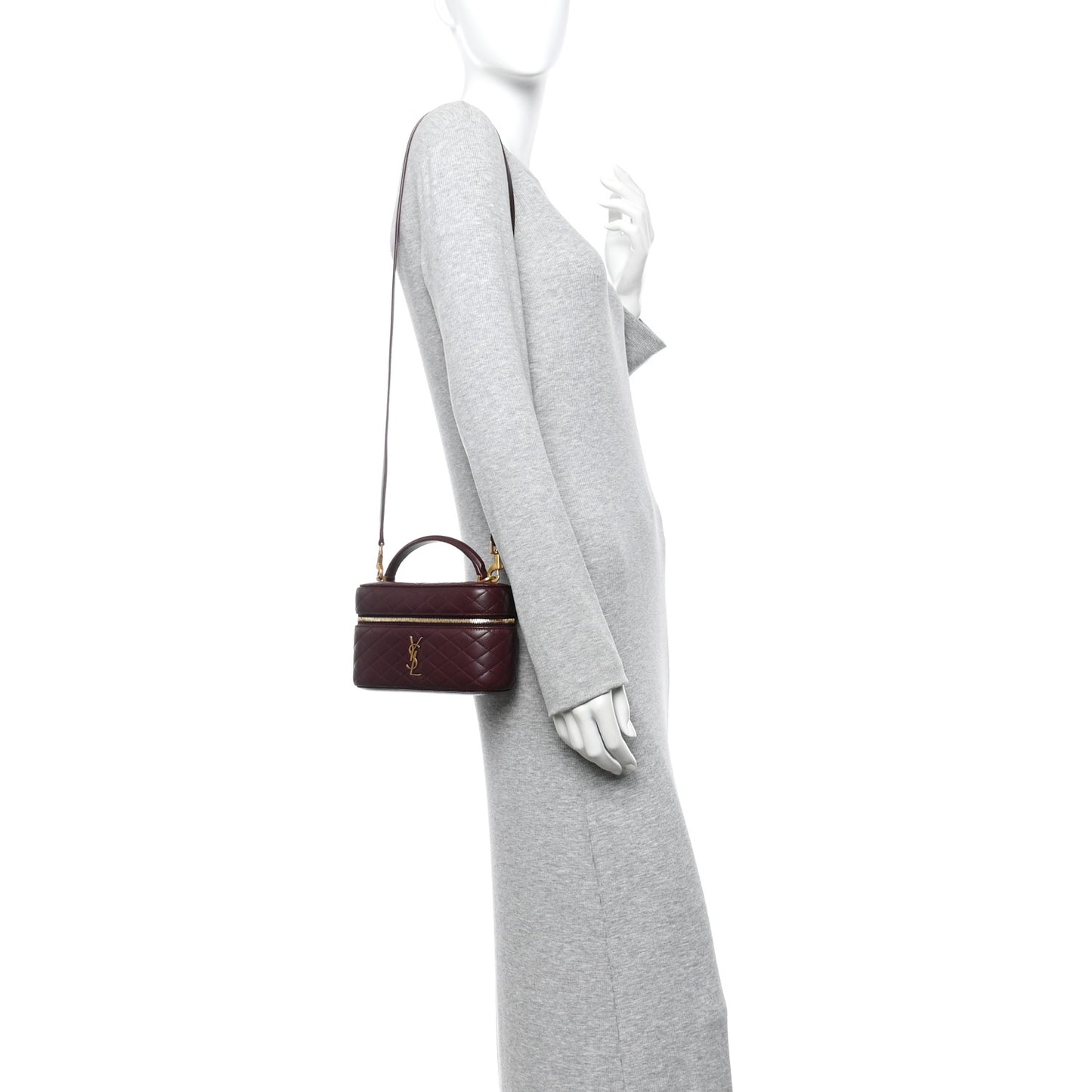 Lambskin Quilted Mini Gaby Vanity Case Rouge Cabernet