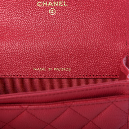 Chanel Caviar Quilted Flap Card Holder Wallet Dark Pink 7 of 9