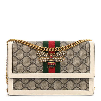 Gucci GG Supreme Monogram Web Queen Margaret Chain Wallet White 1 of 9