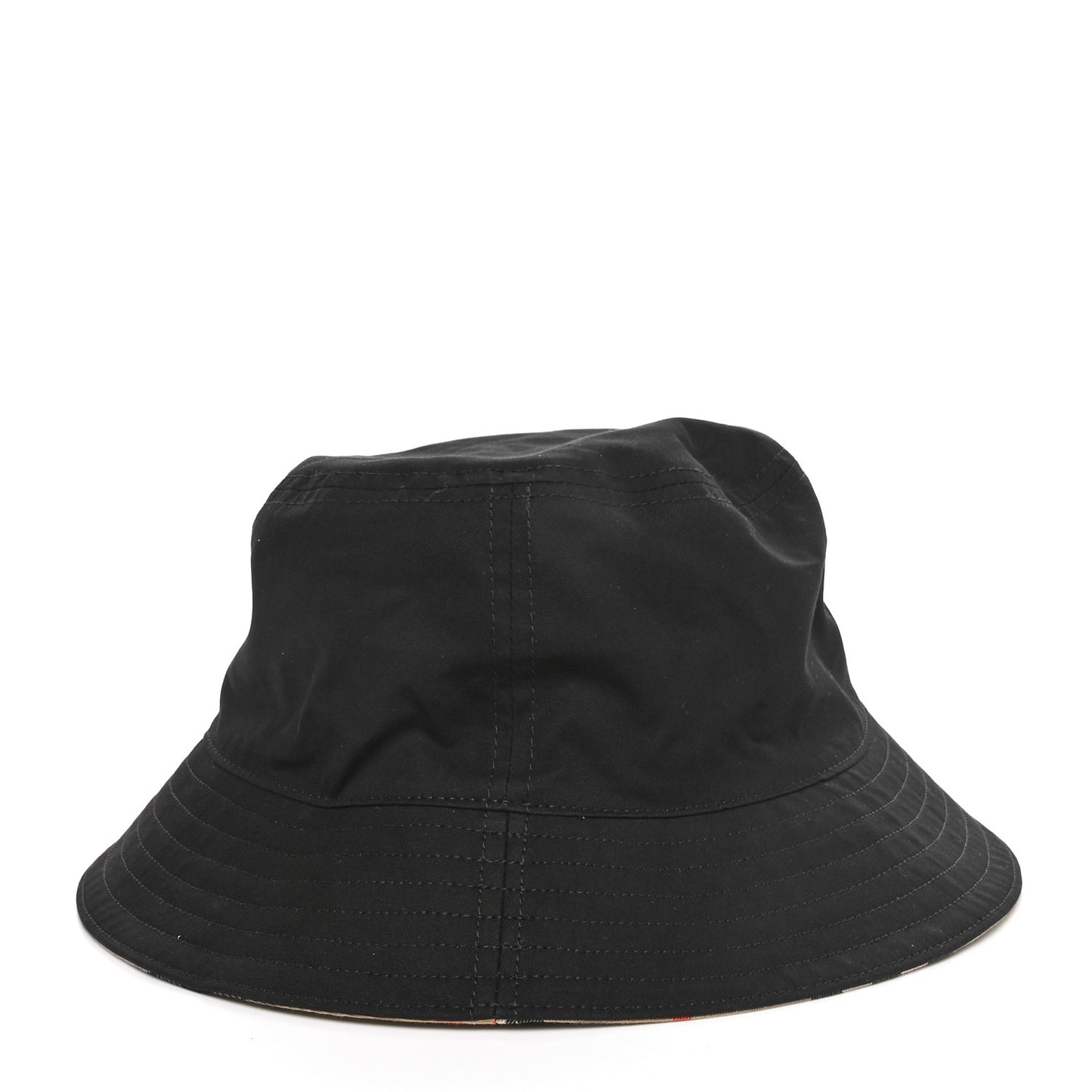 Cotton Gabardine Vintage Check Reversible Bucket Hat L Black Sand