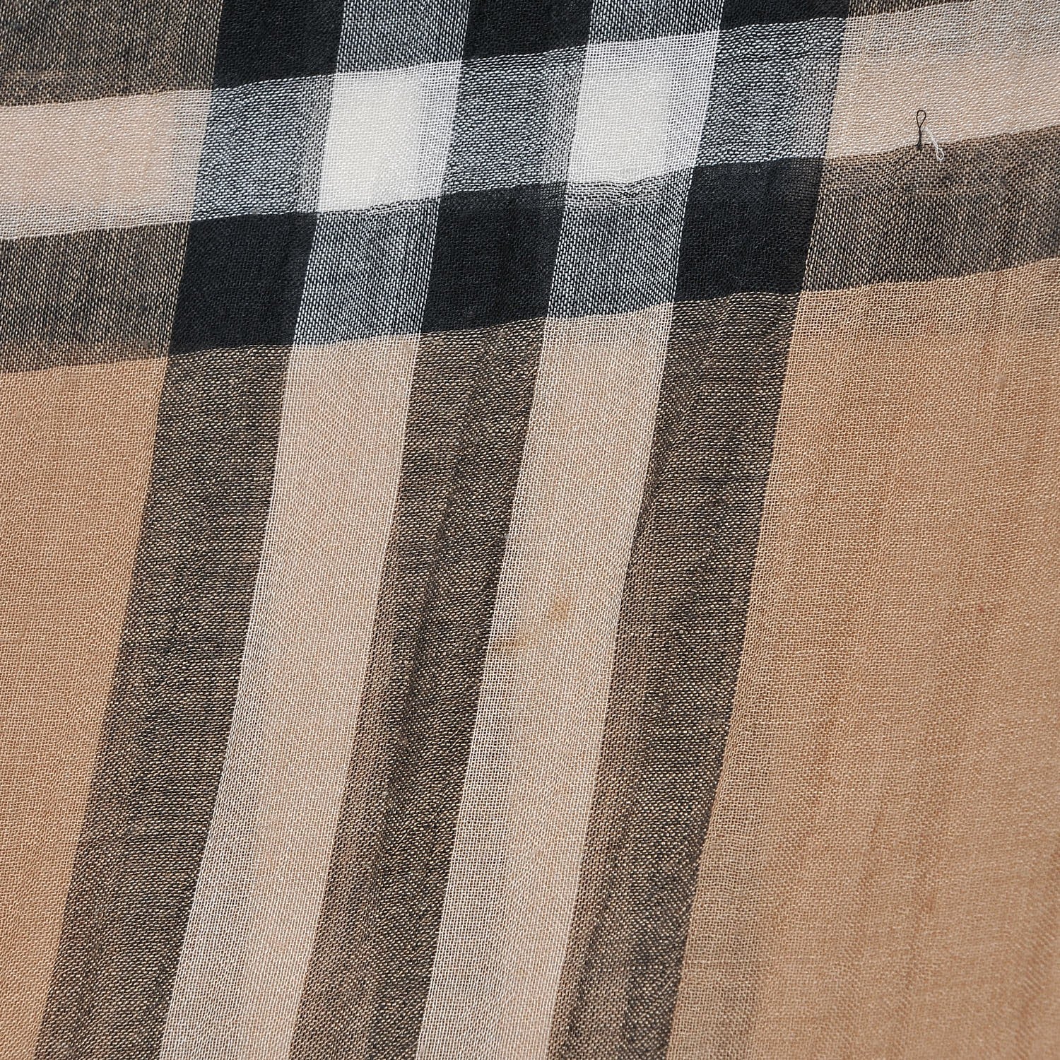 Burberry Linen Giant Check Lightweight Scarf Camel 6 of 10
