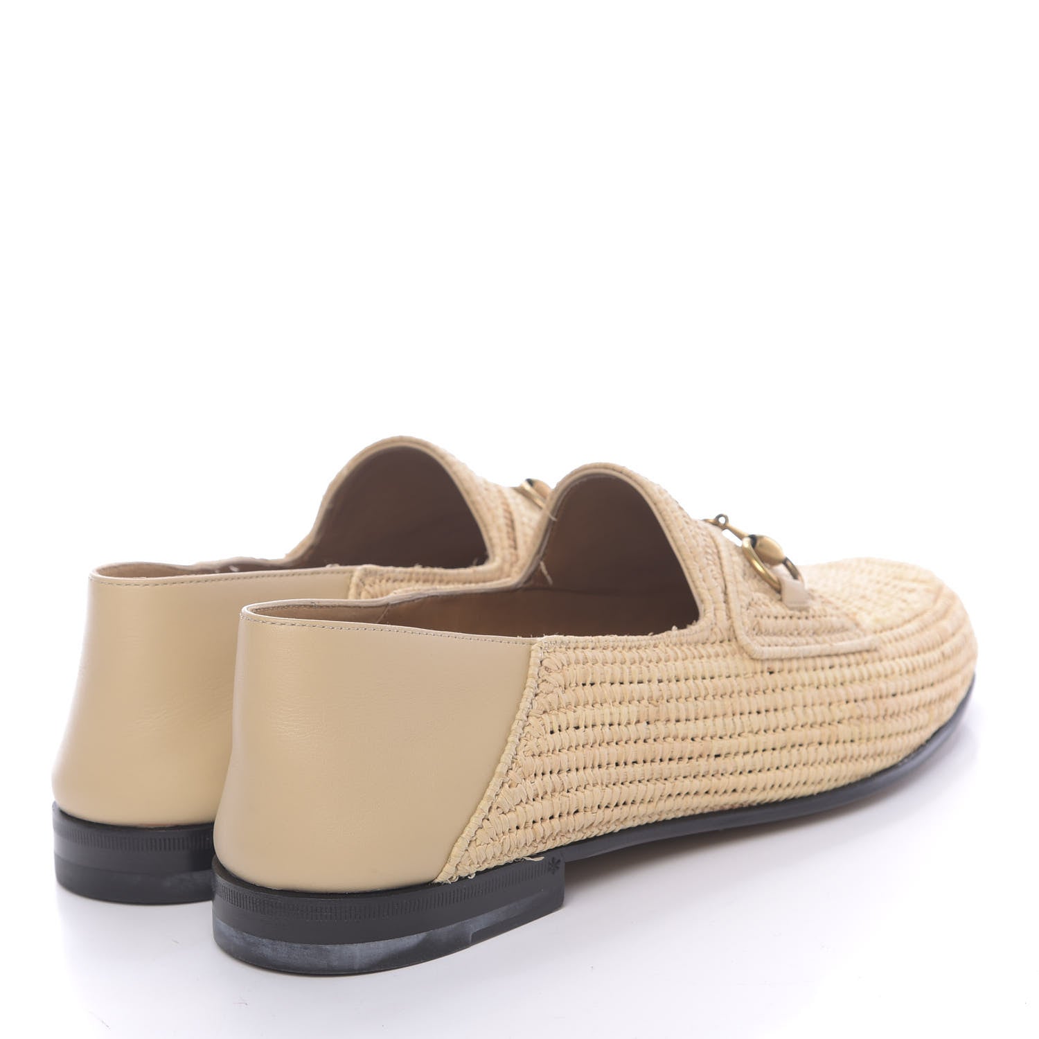 Gucci Raffia Mens Brixton Horsebit Loafers 10.5 Naturale Sand Storm 4 of 9
