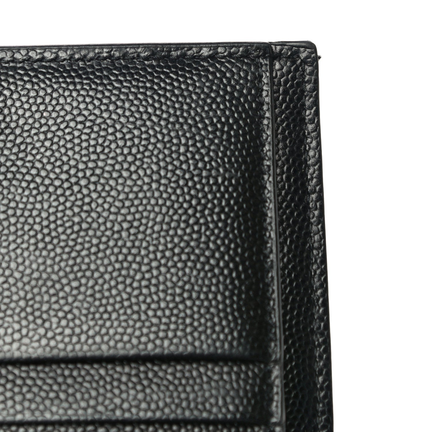 Saint Laurent Grain De Poudre Matelasse Chevron Monogram Zipped Card Case Black 12 of 22