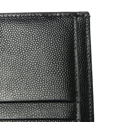 Saint Laurent Grain De Poudre Matelasse Chevron Monogram Zipped Card Case Black 12 of 22