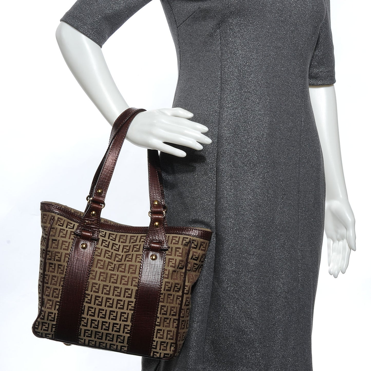 Zucchino Vitello Shopping Tote Mogano Panna Bruciato