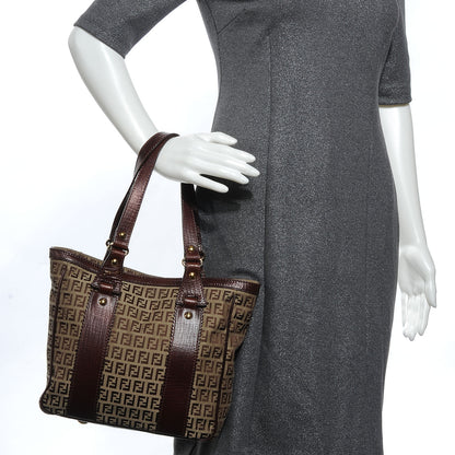 Fendi Zucchino Vitello Shopping Tote Mogano Panna Bruciato 2 of 7