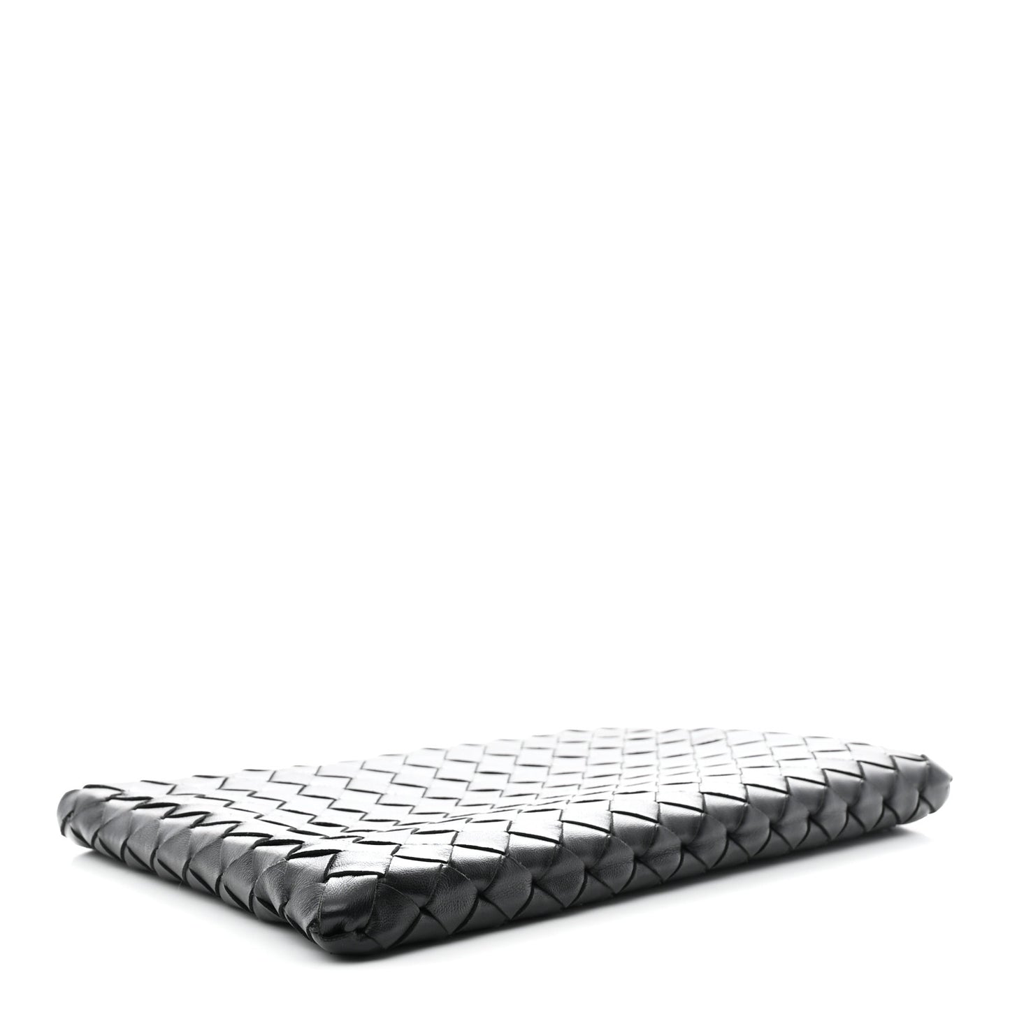Nappa Intrecciato Flat Zip Pouch Black