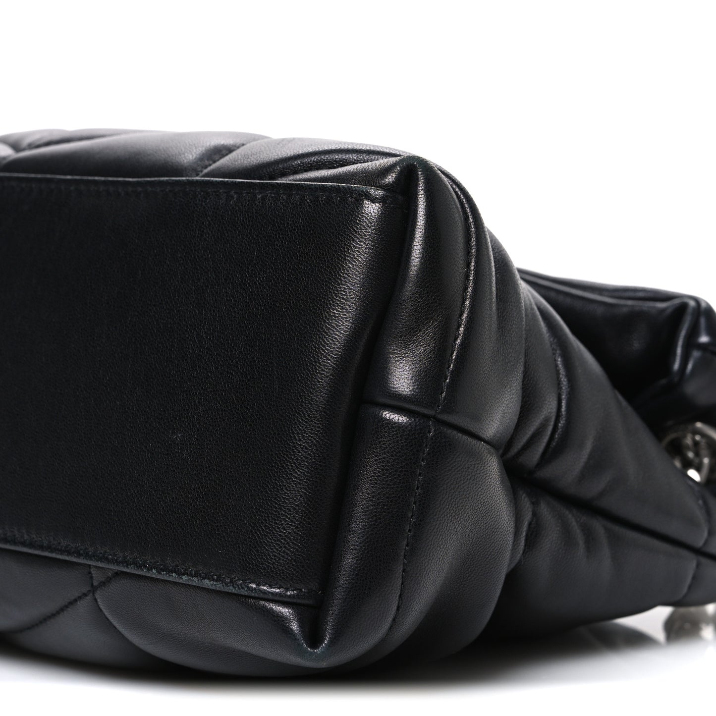 Lambskin Quilted Small Loulou Puffer Monogram Chain Satchel Black