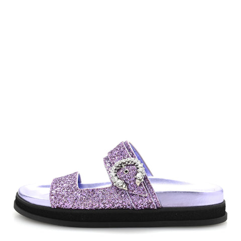 Glitter Crystal Embellished Marga Slide Sandals 39 Purple