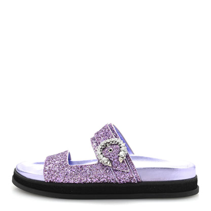 Jimmy Choo Glitter Crystal Embellished Marga Slide Sandals 39 Purple 1 of 9