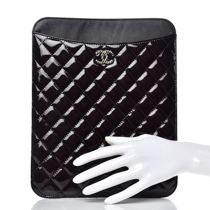 Chanel Patent Quilted Brilliant iPad Case Black 2 of 8