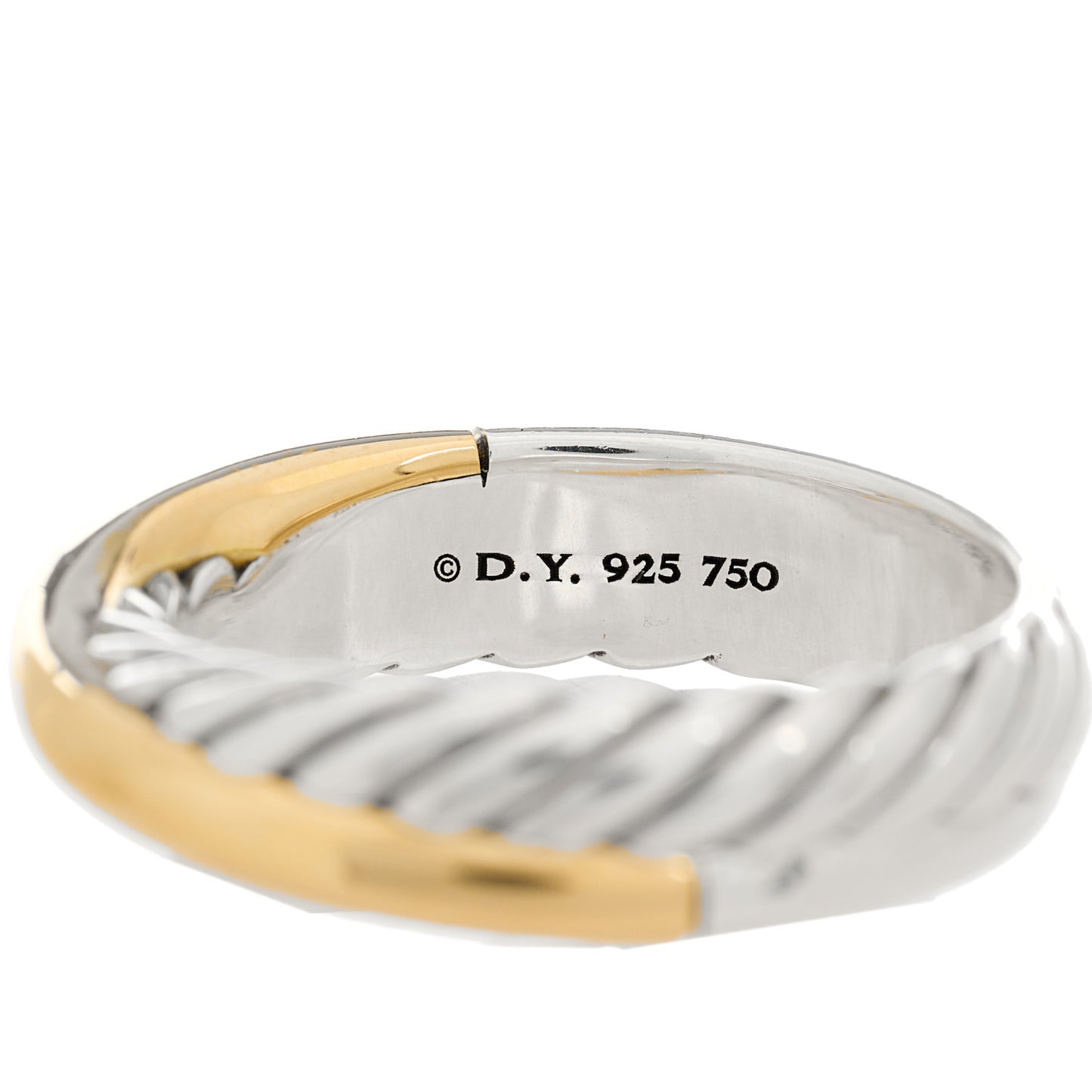 Sterling Silver 18K Yellow Gold Narrow Crossover Ring 54 7