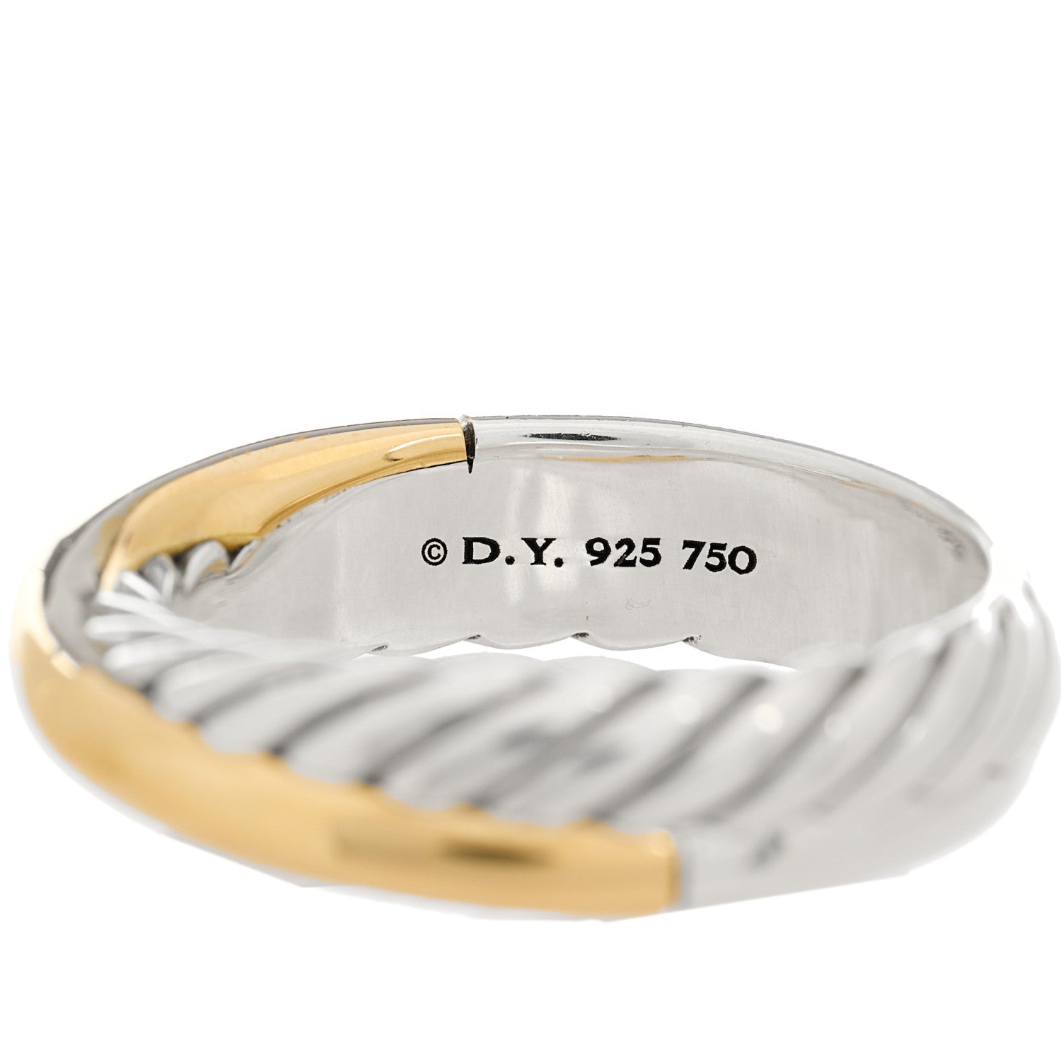 David Yurman Sterling Silver 18K Yellow Gold Narrow Crossover Ring 54 7 4 of 4