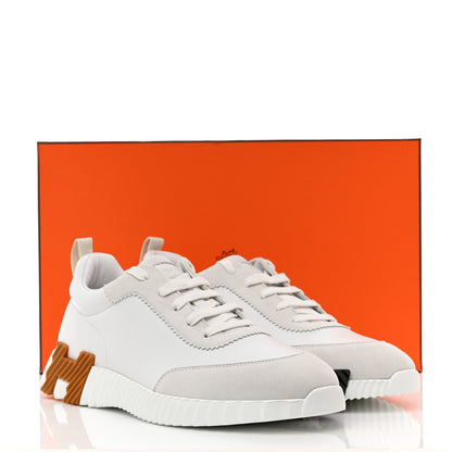 Hermes Technical Canvas Suede Goatskin Bouncing Sneakers 42 White Multicolor 8 of 8