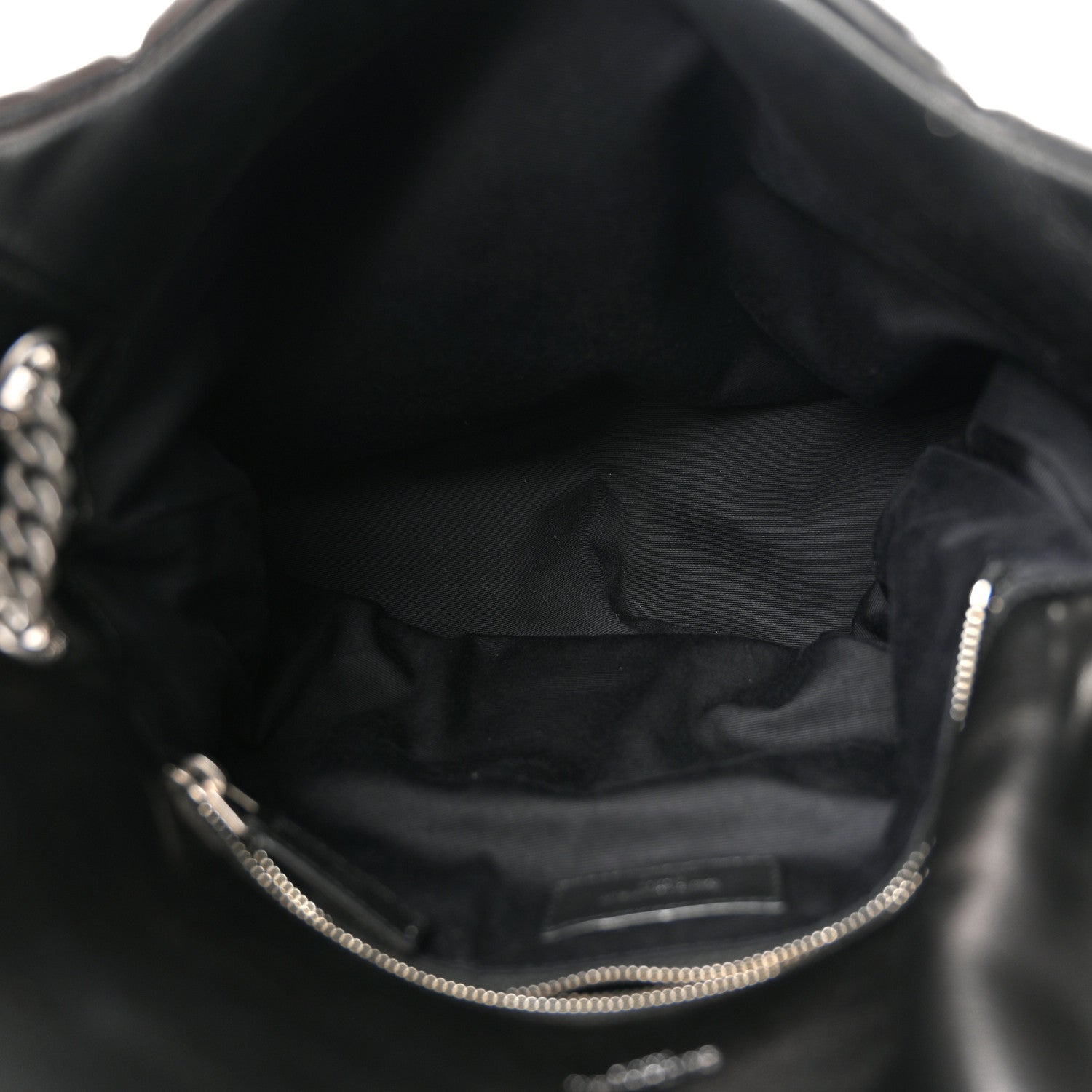 Saint Laurent Lambskin Quilted Medium Loulou Puffer Monogram Chain Satchel Black 5 of 10