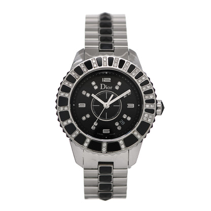 Christian Dior Stainless Steel Diamond Sapphire 33mm Christal Quartz Watch Black 1 of 6