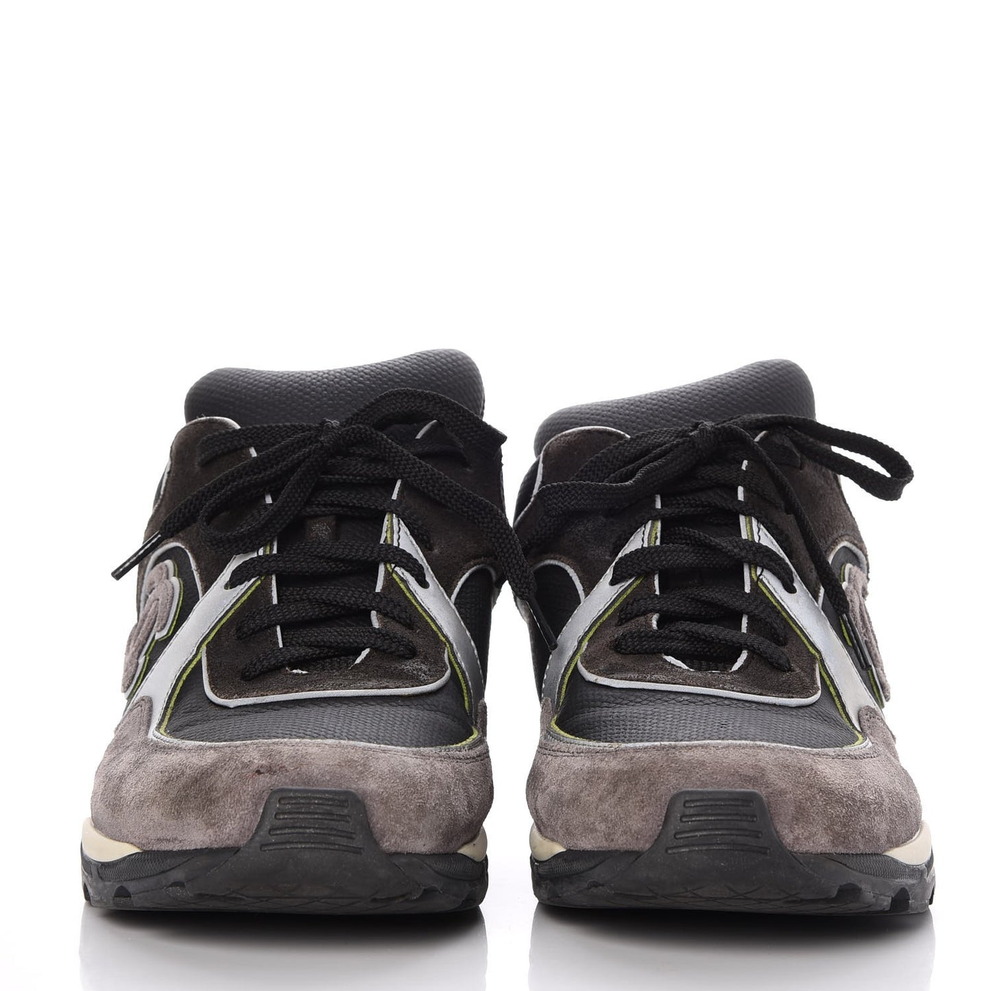 Suede Calfskin CC Sneakers 39.5 Black Grey