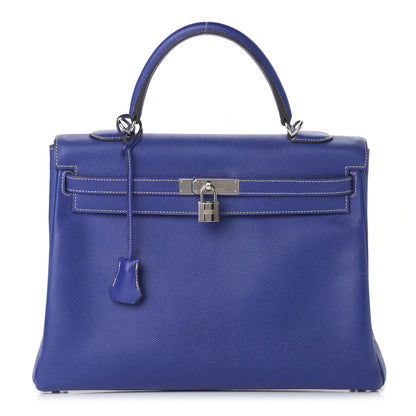 Hermes Epsom Candy Kelly Retourne 35 Bleu Electrique Mykonos 1 of 18