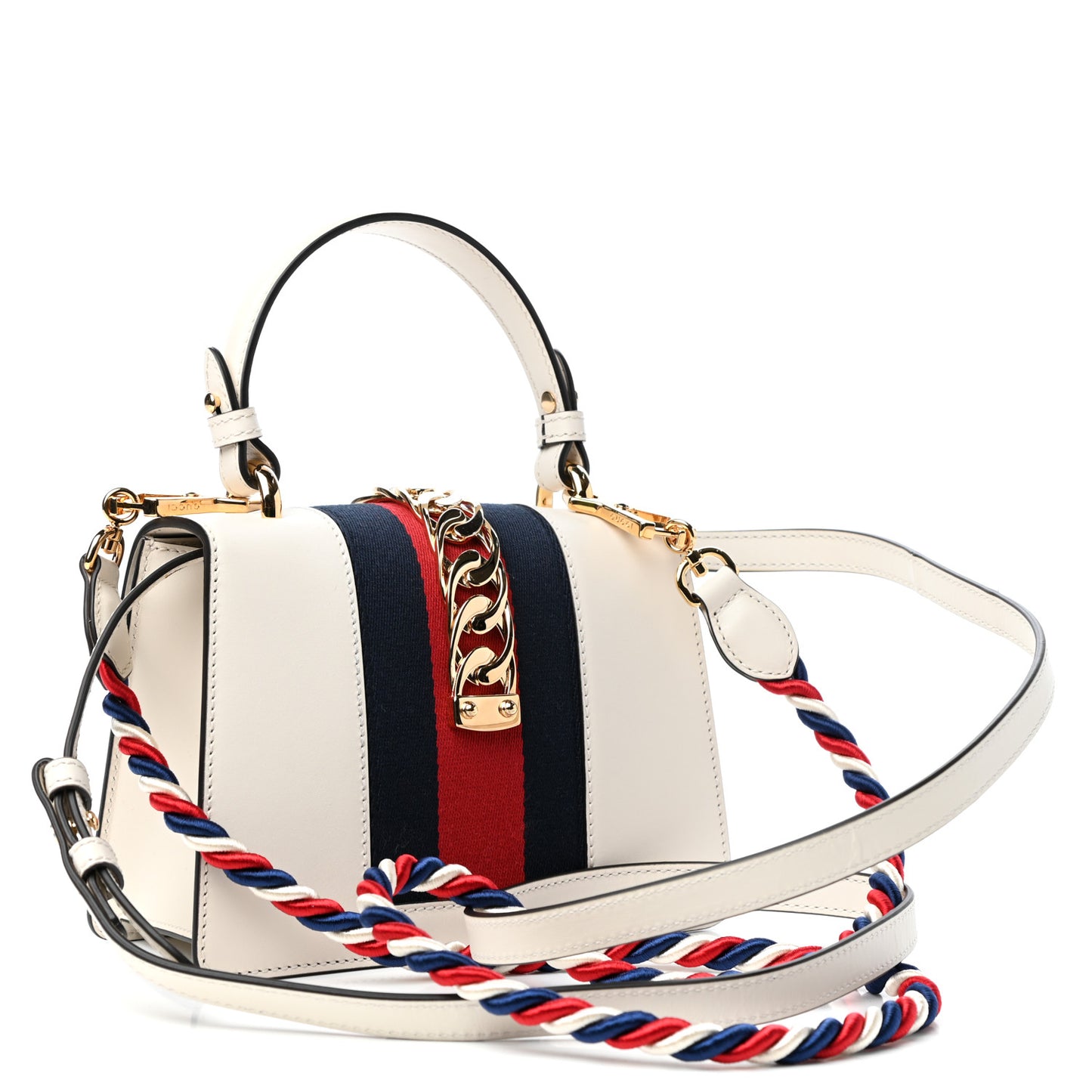 Calfskin Mini Sylvie Top Handle Bag White